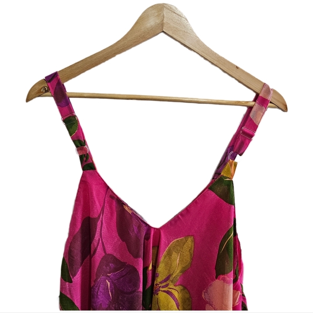 Hawaiian pink floral flowy strappy midi dress nwot 1X - Picture 4 of 10